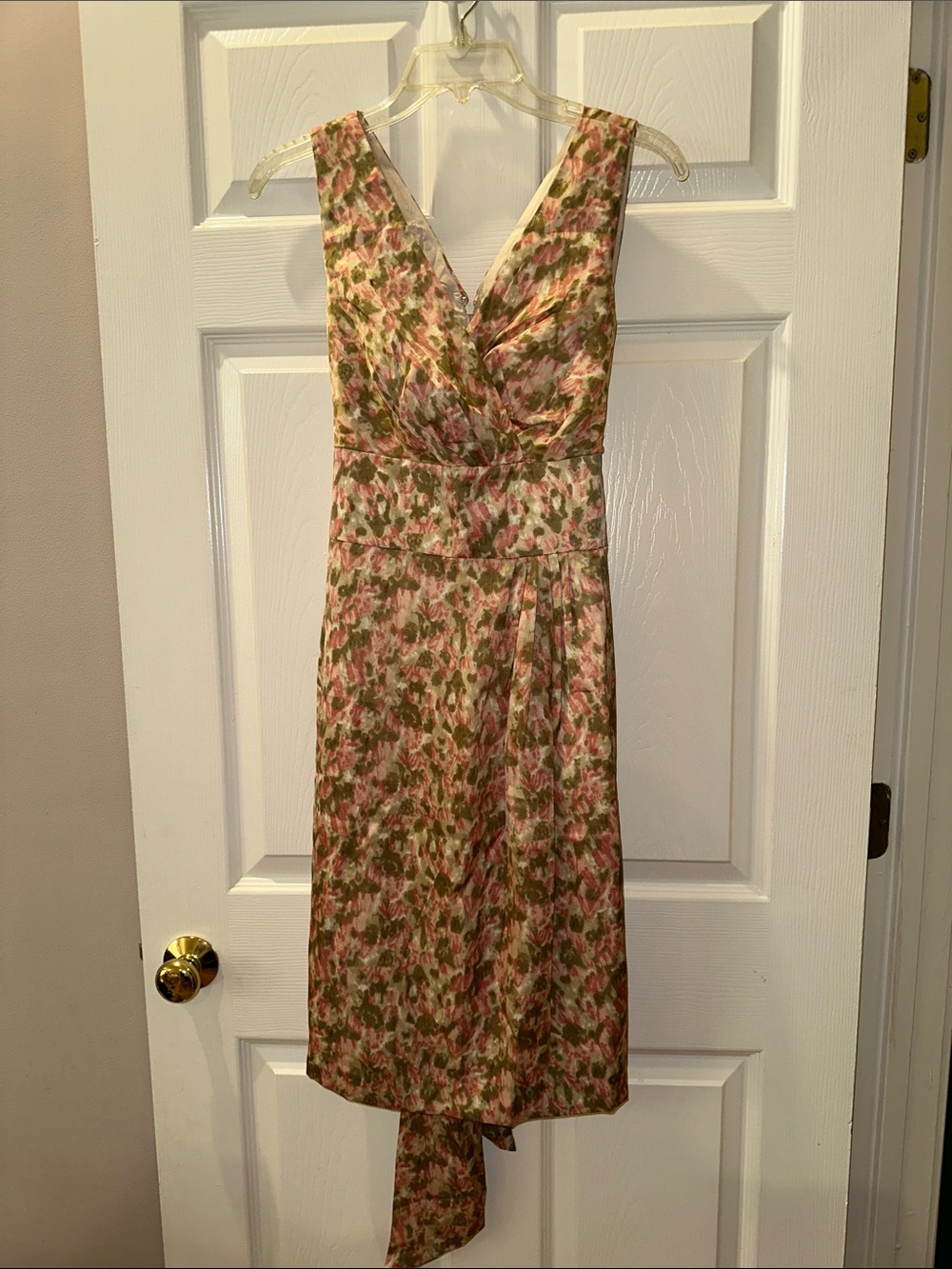 Talbots Floral V-Neck Midi Dress - Pink & Olive